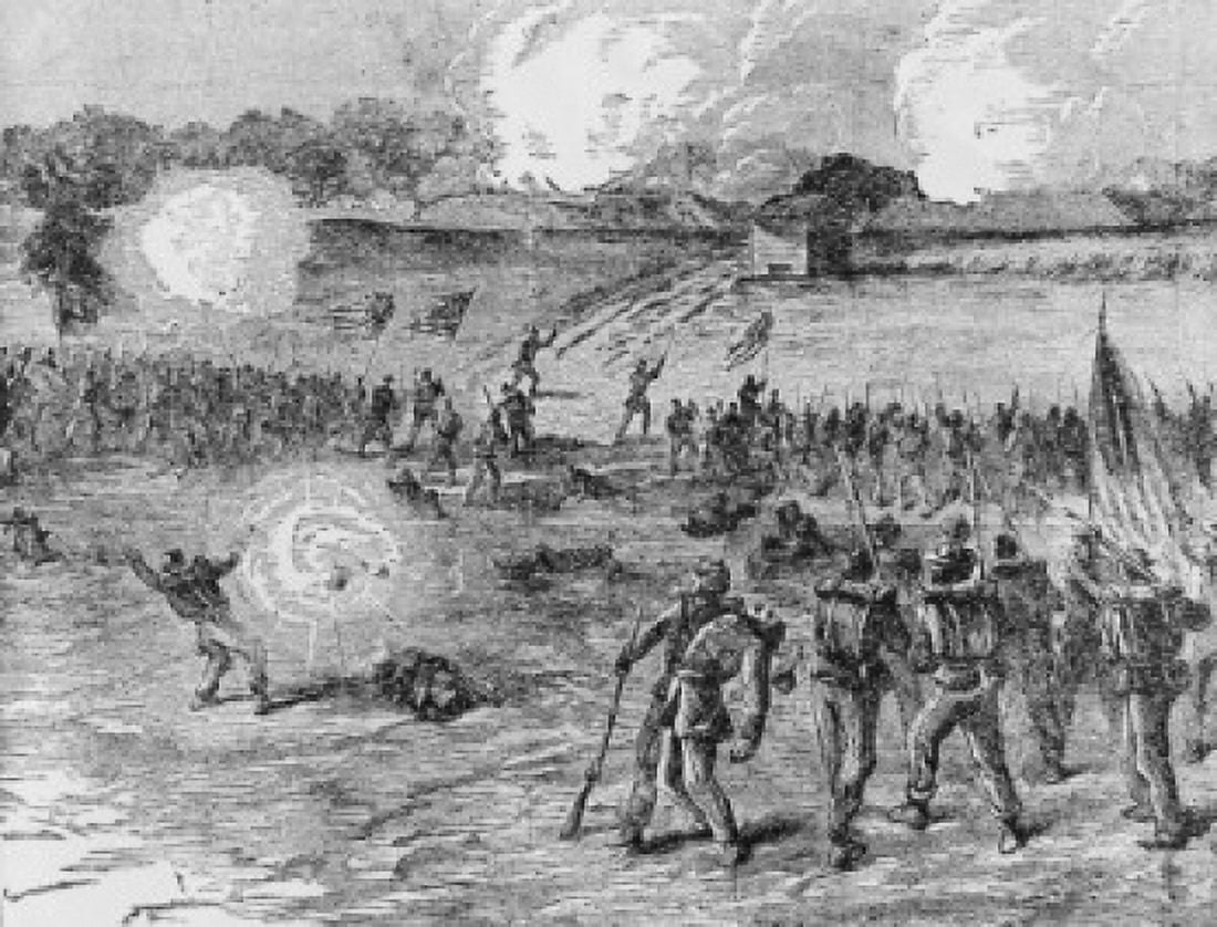 Federalists Attacking the Fortification at Petersburg Virginia 1864 Artist Unknown Canvas Art - (24 x 36)