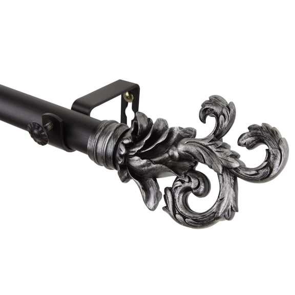 Federer Curtain Rod 1" OD 48-84 inch - Black