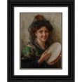 thumbnail image 1 of Federico Andreotti 11x14 Black Ornate Wood Framed Double Matted Museum Art Print Titled: Girl with a Tambourine, 1 of 5