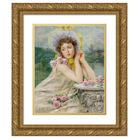 Federico Andreotti 12x14 Gold Ornate Wood Frame and Double Matted Museum Art Print Titled - Lost in Thought