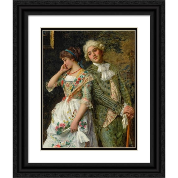 Federico Andreotti 20x24 Black Ornate Framed Double Matted Museum Art Print Titled: A Bashful Maiden
