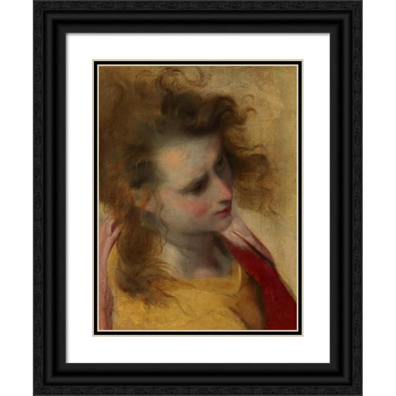 Federico Barocci 15x18 Black Ornate Wood Framed Double Matted Museum Art Print Titled - The Head of Saint John the Evangelist (C. 1580)
