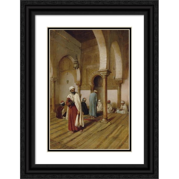 Federico Bartolini 17x24 Black Ornate Framed Double Matted Museum Art Print Titled: At Prayer in the Mosque, Tunisia