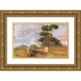thumbnail image 1 of Federico Rossano 18x13 Gold Ornate Wood Frame and Double Matted Museum Art Print Titled - Naples, a View of Vesuvius from Portici, 1 of 4
