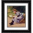 thumbnail image 1 of Federico Zandomeneghi 2x Matted 20x24 Black Ornate Framed Art Print 'The Reader', 1 of 2