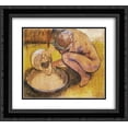 thumbnail image 1 of Federico Zandomeneghi 2x Matted 22x20 Black Ornate Framed Art Print 'The washtub', 1 of 2