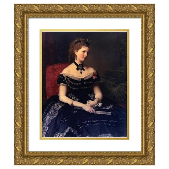 Federico de Madrazo y Kuntz 20x24 Gold Ornate Framed and Double Matted Museum Art Print Titled - Matilde De Aguilera Y Gamboa, Lady of Fontagud (1873)