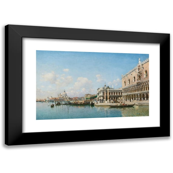 Federico del Campo 18x13 Black Modern Framed Museum Art Print Titled - The Doge's Palace and Santa Maria Della Salute (1898)