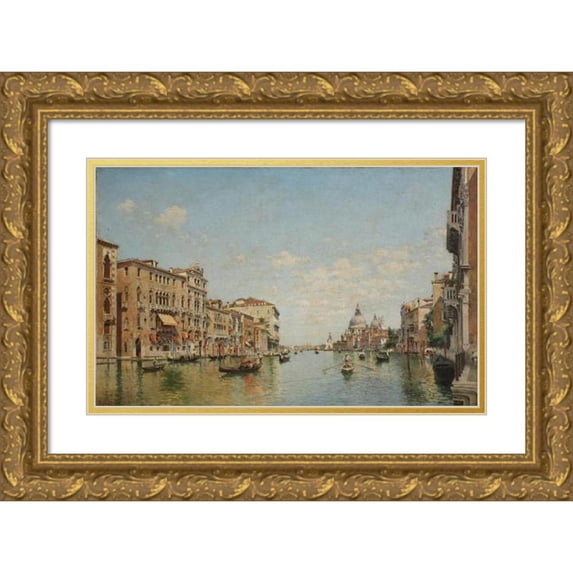 Federico del Campo 24x17 Gold Ornate Framed and Double Matted Museum Art Print Titled - View of the Grand Canal of Venice (1913)