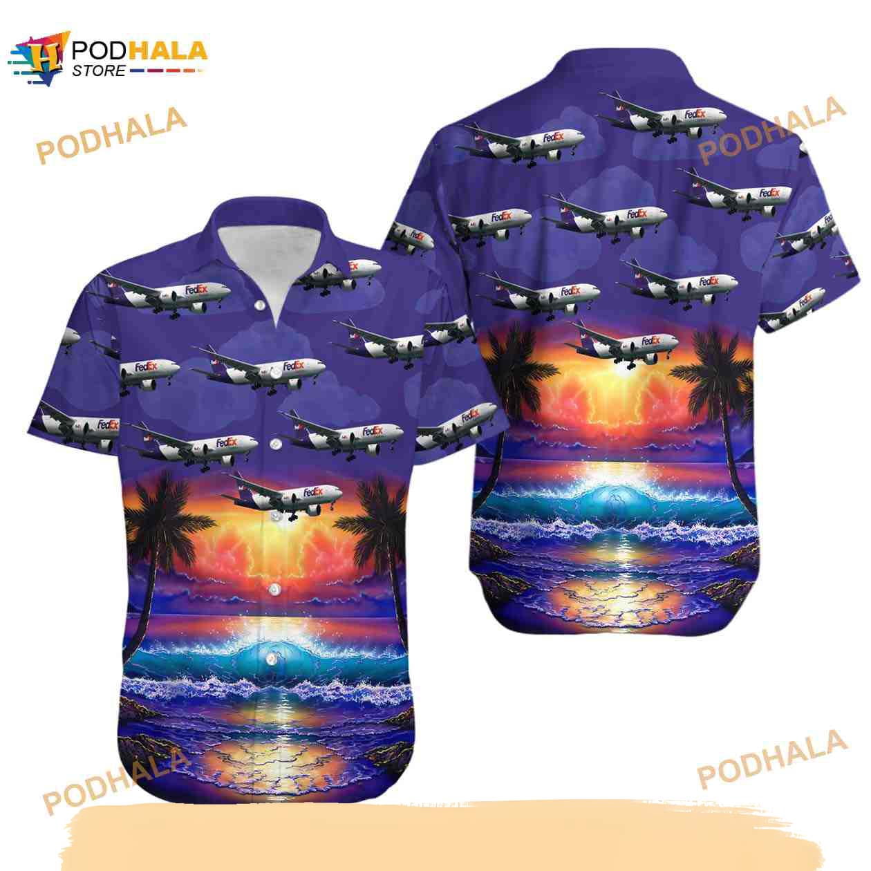 Fedex Express Boeing 777-f28 Summer Hawaiian Shirt - Walmart.com