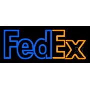 Fedex Logo LED Neon Sign 6 x 15 - inches, Black Square Cut Acrylic Backing, with Dimmer - Bright and Premium built indoor LED Neon Sign for Store interior and stroefront