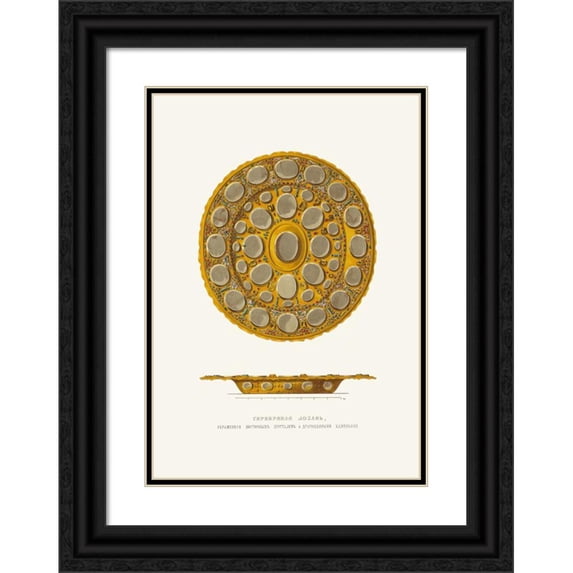 Fedor Grigoryevich Solntsev 11x14 Black Ornate Wood Framed Double Matted Museum Art Print Titled: Serebrianaia Lokhan ’, Ukrashnnaia Khrustalem Idragotsennymi Kameniami (1849 - 1853)
