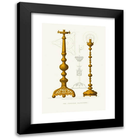 Fedor Grigoryevich Solntsev 14x18 Black Modern Framed Museum Art Print Titled - Tri Starinnie Podsvechnika (1849 - 1853)