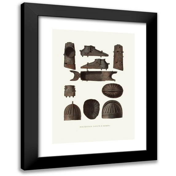 Fedor Grigoryevich Solntsev 14x18 Black Modern Framed Museum Art Print Titled - Zheleznye Sapogi I Shlem (1849 - 1853)