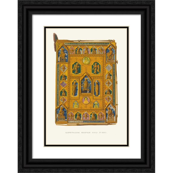 Fedor Grigoryevich Solntsev 14x18 Black Ornate Wood Framed Double Matted Museum Art Print Titled - Naprestol’Noe Evangenie Kontsa XIV Veka (Izobrazhenie 1.) (1849 - 1853)