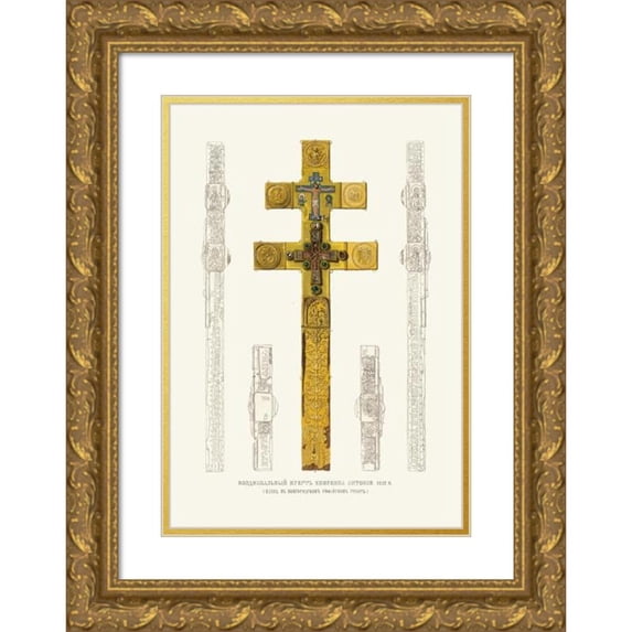 Fedor Grigoryevich Solntsev 14x18 Gold Ornate Wood Frame and Double Matted Museum Art Print Titled - Vozdvizal’Nyi Krest Episkopa Antoniia 1212 G (1849 - 1853)