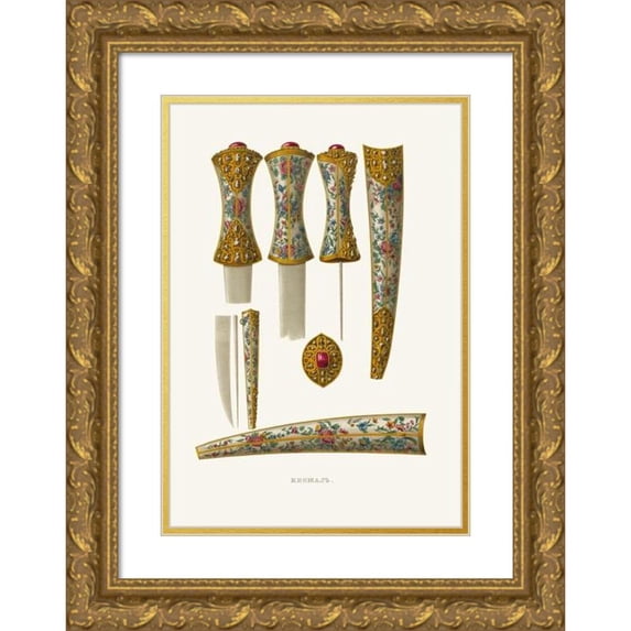 Fedor Grigoryevich Solntsev 14x18 Gold Ornate Wood Frame and Double Matted Museum Art Print Titled - Kinzhal II (1849 - 1853)