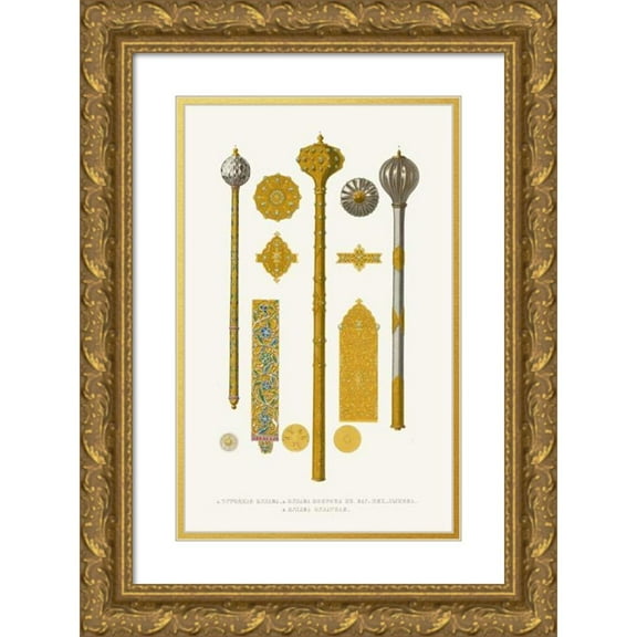 Fedor Grigoryevich Solntsev 17x24 Gold Ornate Framed and Double Matted Museum Art Print Titled - Tureckaia Bulava? Bulava Boiarina Kn. Vas. Mikh. Lykova? Bulava Bulatnaia (1849 - 1853)