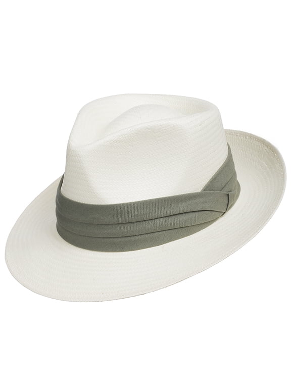 Fedora GULLPORT Reward Classic Straw Panama Hat Exotic Feather Ultrafino