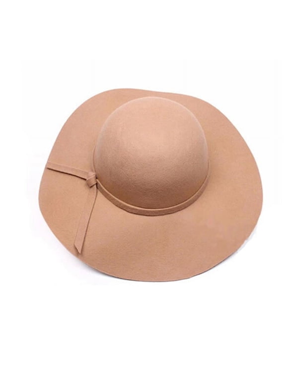 Fedora Hat For Women Camel Wool Felt Wide Brim Hat Classic Bow Fedora Trendy Soft 2026 Hats For Autumn Winter Camel