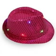thumbnail image 1 of Fedora Hat Jazz Hat Cap Dance Hat Glitter Sequins Flashing LED Hat for Party Hat Dress Up Costume Accessories, 1 of 6