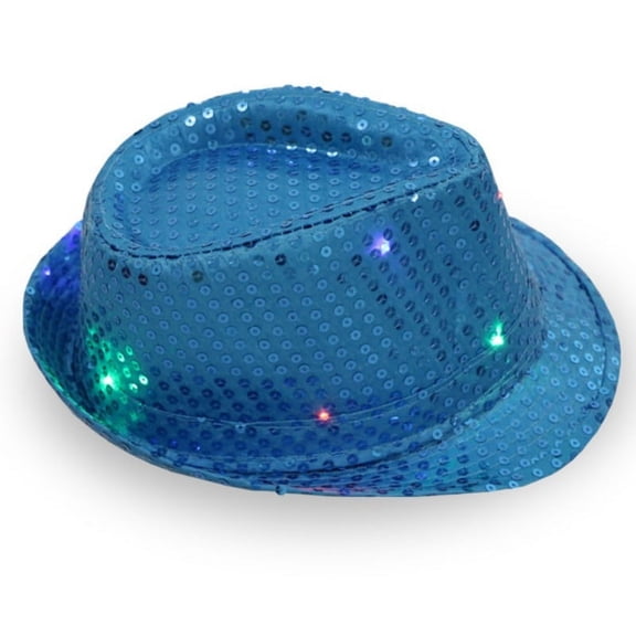 Fedora Hat Jazz Hat Cap Dance Hat Glitter Sequins Flashing LED Hat for Party Hat Dress Up Costume Accessories