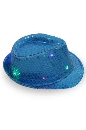 Fedora Hat Jazz Hat Cap Dance Hat Glitter Sequins Flashing LED Hat for Party Hat Dress Up Costume Accessories