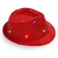 thumbnail image 1 of Fedora Hat Jazz Hat Cap Dance Hat Glitter Sequins Flashing LED Hat for Party Hat Dress Up Costume Accessories, 1 of 6