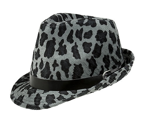 Grey & Black Leopard Fedora Hat Wide Brim Leopard Felt Fedora Hat Women main image 4
