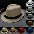 thumbnail image 1 of Fedora Hat for Men Panama Trilby Hat Short Brim Summer Sun Hat Jazz Derby Cap Women Foldable Panama Gatsby Sun Hats Summer Beach Hat Accessories Red One Size, 1 of 4