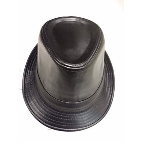 Fedora Hat Men's Indented Crown Gangster Style Brim (M, BLACK)