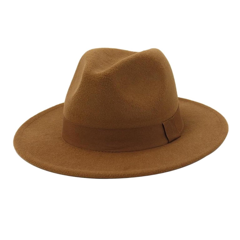 Fedora Hat Ribbon Band Belt Wide Brim Felted Outdoors Khaki 