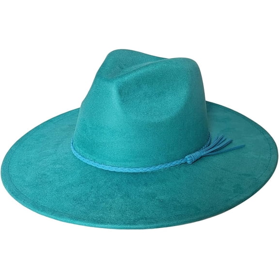 Fedora Hat for Men Women, Classic Wide Brim Felt Panama Hat Winter Adjustable Western Suede Jazz Cap