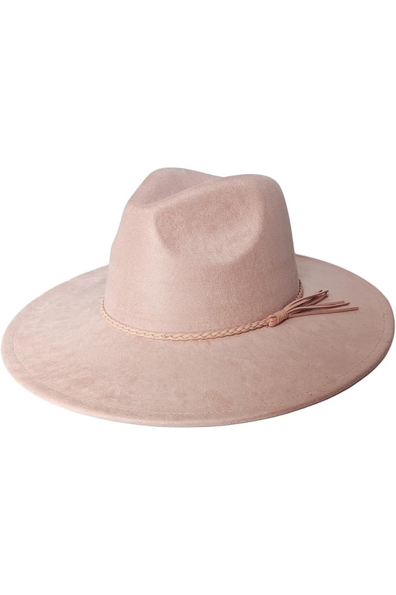 Fedora Hat for Men Women, Classic Wide Brim Felt Panama Hat Winter Adjustable Western Suede Jazz Cap