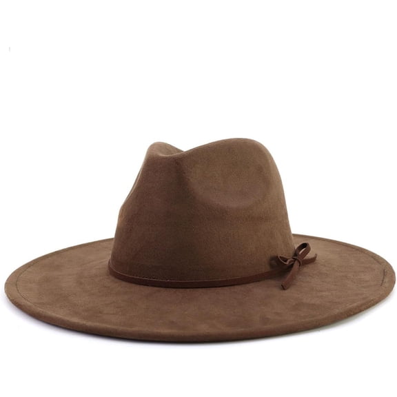 Fedora Hat for Women and Men, Classic Winter Wide Brim Felt Panama Hat Adjustable Suede Western Jazz Cap