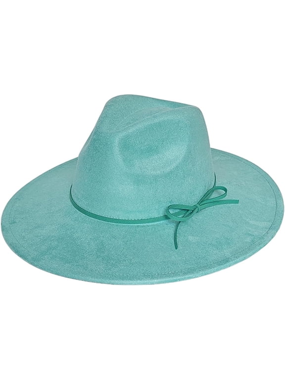 Fedora Hat for Women and Men, Classic Winter Wide Brim Felt Panama Hat Adjustable Suede Western Jazz Cap
