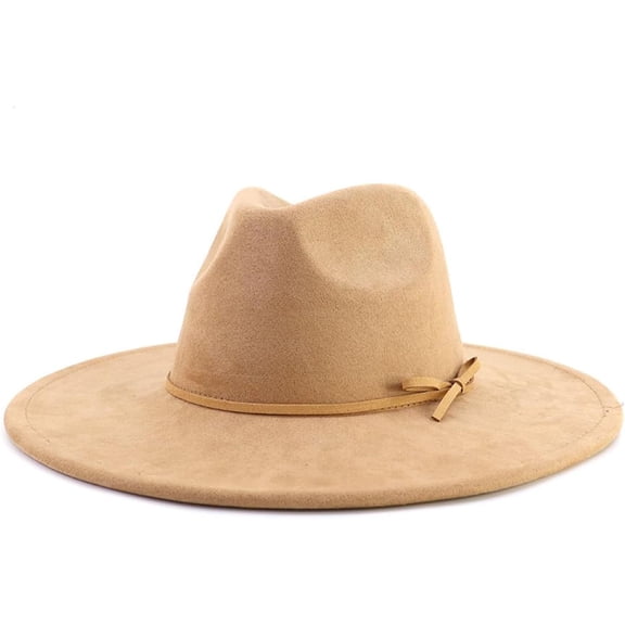 Fedora Hat for Women and Men, Classic Winter Wide Brim Felt Panama Hat Adjustable Suede Western Jazz Cap