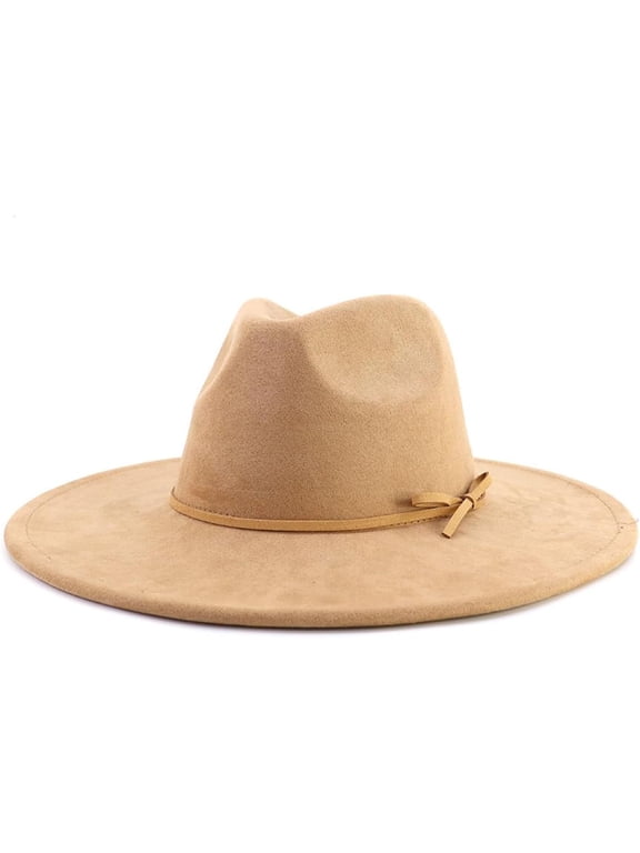 Fedora Hat for Women and Men, Classic Winter Wide Brim Felt Panama Hat Adjustable Suede Western Jazz Cap