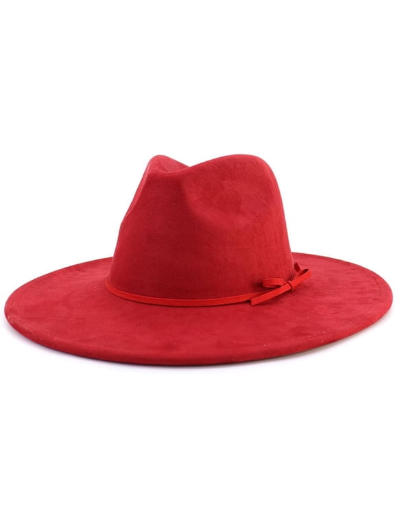 Fedora Hat for Women and Men, Classic Winter Wide Brim Felt Panama Hat Adjustable Suede Western Jazz Cap
