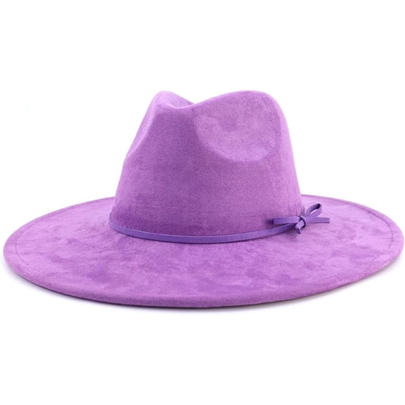Fedora Hat for Women and Men, Classic Winter Wide Brim Felt Panama Hat Adjustable Suede Western Jazz Cap