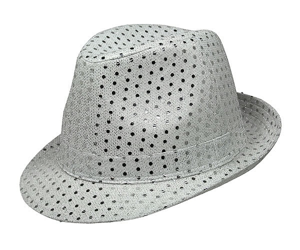 Fedora Hat w/Metallic Polka Dots - Silver - HT-5130SV  display picture 1