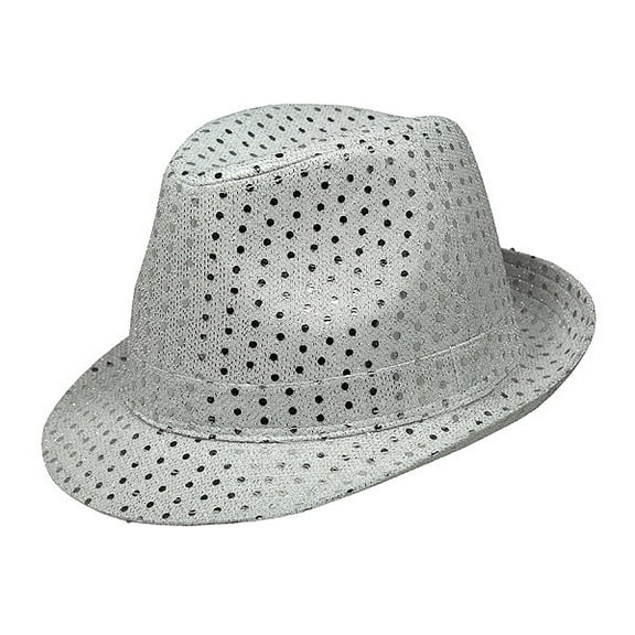 Fedora Hat w/Metallic Polka Dots - Silver - HT-5130SV