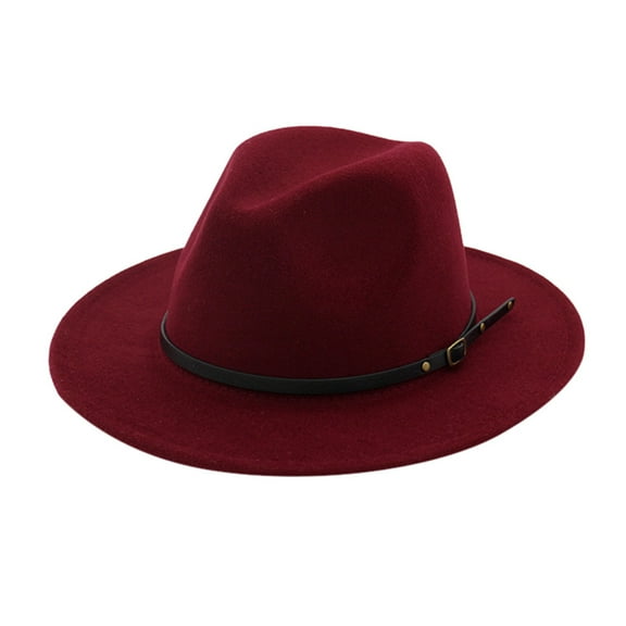 Fedora Hats For Women Yigetop Men & Women Vintage Wide Hat with Belt Buckle Adjustable Outbacks Hats Fedora Hats For Men Wine one Size