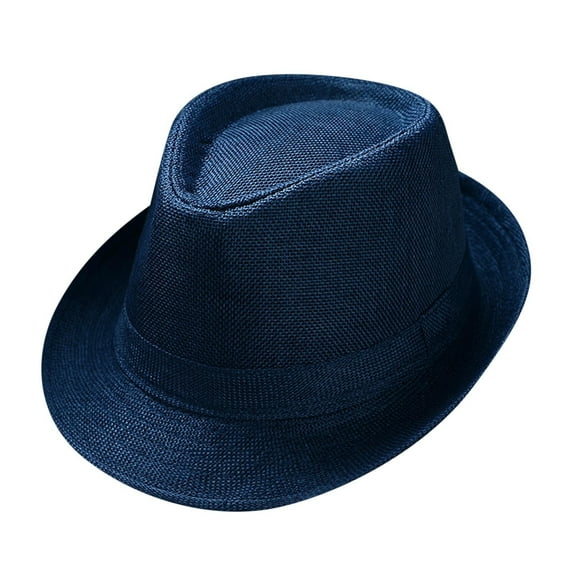 Fedora Hats for Men, Comdrip Womens Mens Classic Felt Trilby Hat Short Brim Fedora Hat Jazz Hat for Unisex Retro Jazz Hat Soild British Sun Hat Travel Sun Hat Fedora Hats for Women Blue One Size