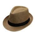 thumbnail image 1 of Fedora Hats for Men Short Brim Sun Panama Hats for Men Women Party Costume Summer Beach Dress Sun Hats with Band for Wedding Party Accessories Yellow2 One Size, 1 of 3