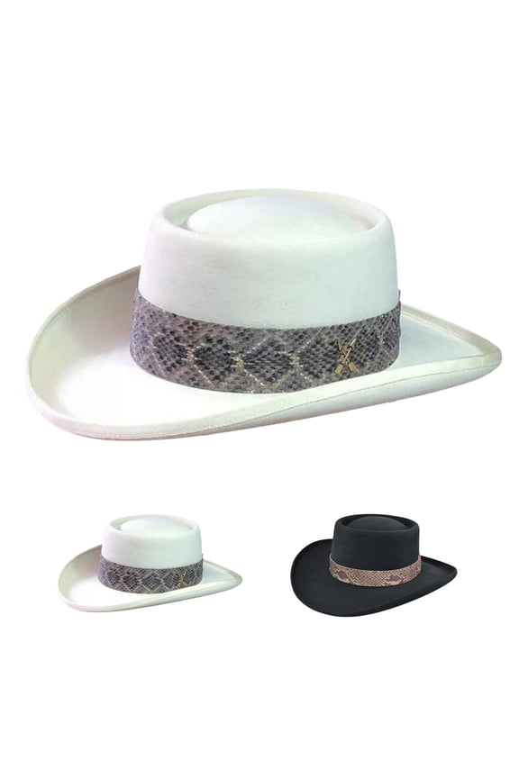 Fedora Hats for Men & Women Flat Top Felt Hats Panama Wide Brim Dress Hat with Band Big Wide Brim Boho Western Hat for Women And Men QURATI Black One Size