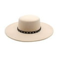 thumbnail image 1 of Fedora Hats for Men & Women Wide Brim Fedora Felt Panama Hat Men's Dress Hats with Band Summer Beach Sun Hat for Travel Vacation QURATI Beige, 1 of 3