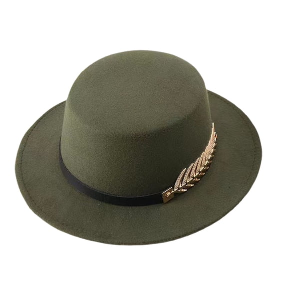 Fedora Hats for Men & Women Wide Brim Felt Flat-Top-Boater Hat | with Metal Belt Buckle Unique, Party, Vacations & Effortless Style, Daily Outfit