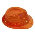 thumbnail image 1 of Fedora Hats for Women, Audhol Led Sequin Glow Jazz Hat Performance Props Flash Cowboy Hat Disco Hat orange One Size, 1 of 7