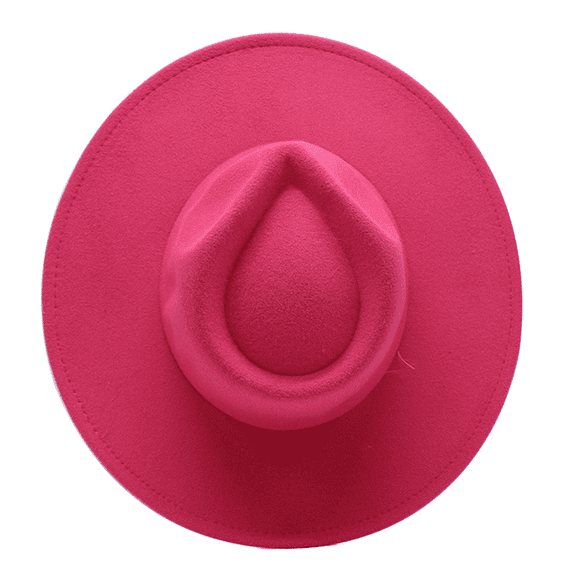 Fedora Hats for Women Men Classic Wide Brim Cowboy Western Hats Fashion Elegant Felt Panama Dress Hat Heart-shaped Flat Jazz Hat Hot Pink One Size